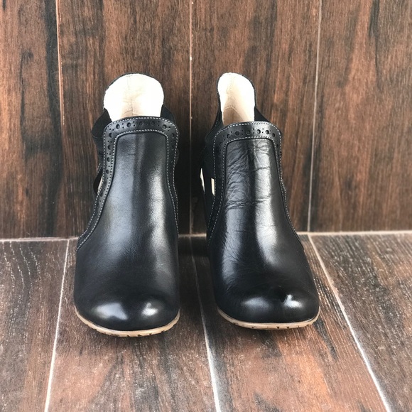 Black Leather Cut Out Booties - Picture 6 of 8